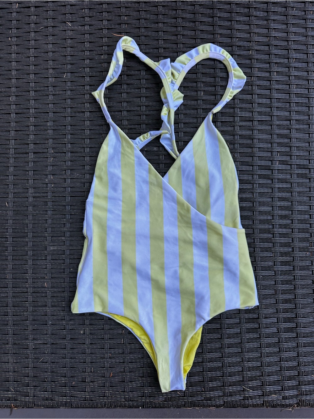 Women’s Striped One-Piece Swimsuit in Yellow and White